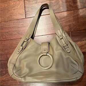 Antonio Melani  Shoulder Bag with Soft Beige Leather and Circular Ring Detail